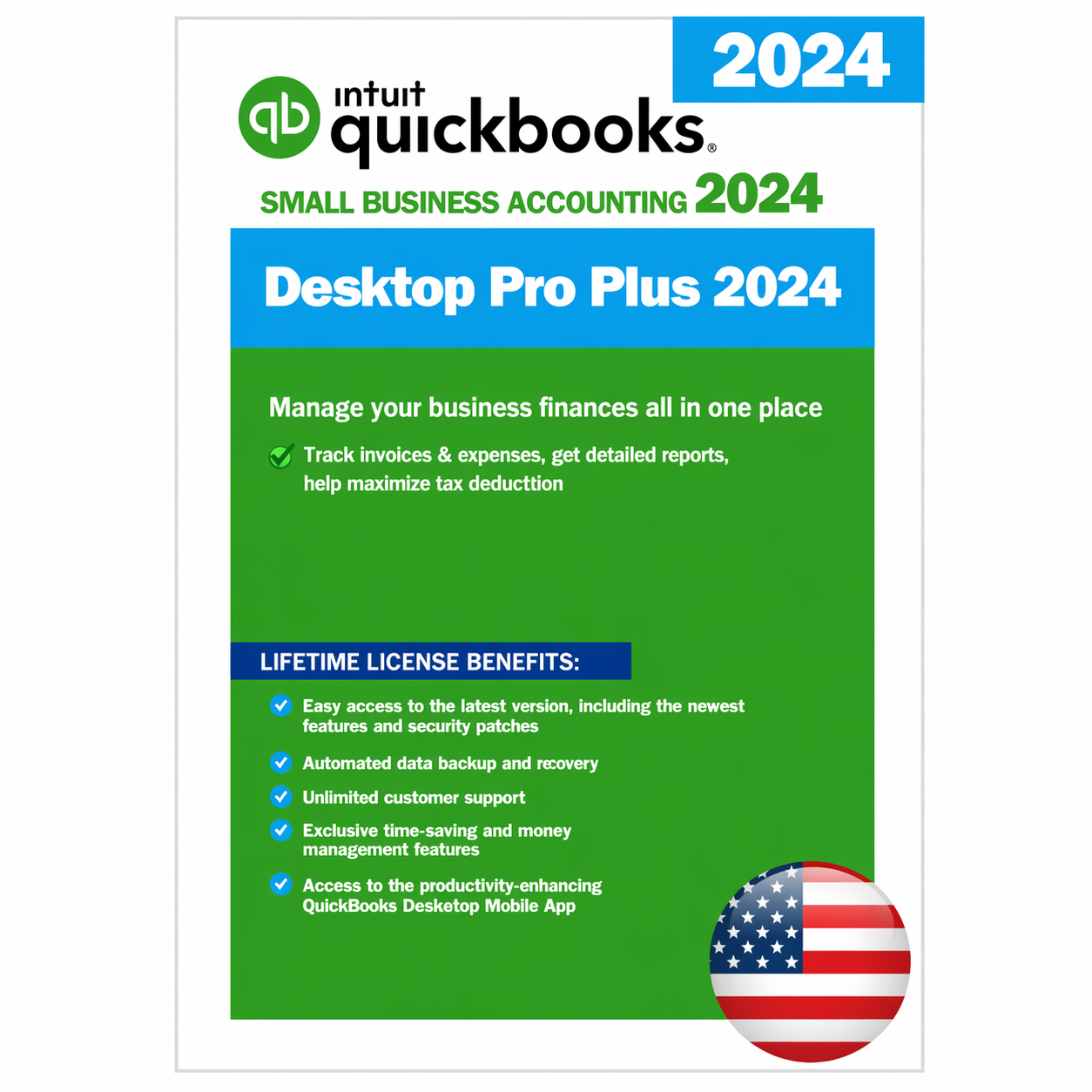 Quickbooks Desktop Pro Plus 2024 for Windows Lifetime | 1 Users | US Version